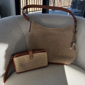 FREE SHIPPING The Sak Tan and Brown Woven Bag Set